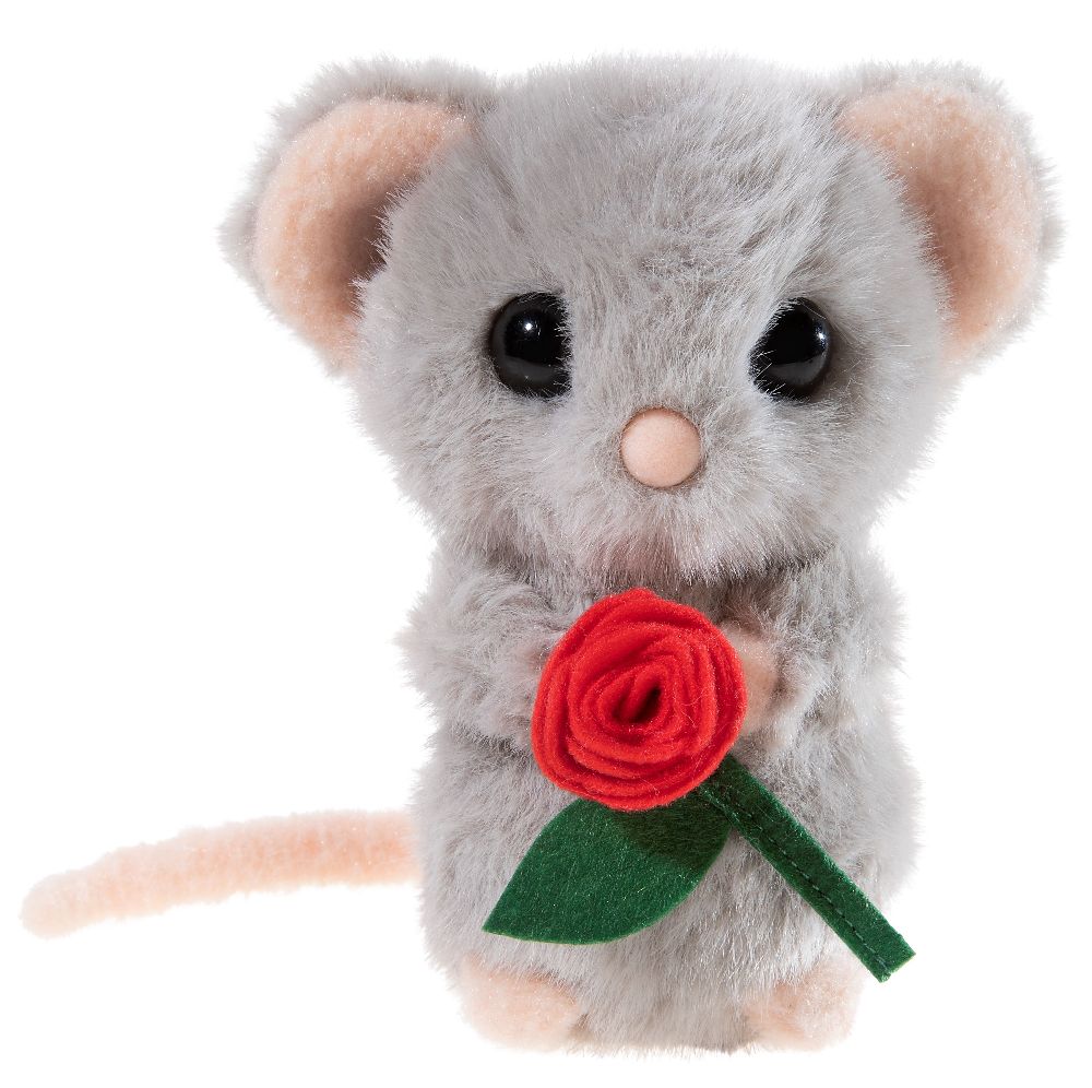 Heunec 329072 Maus mit Rose 15 cm Stoff/Plüsch/Kuscheltier NEU