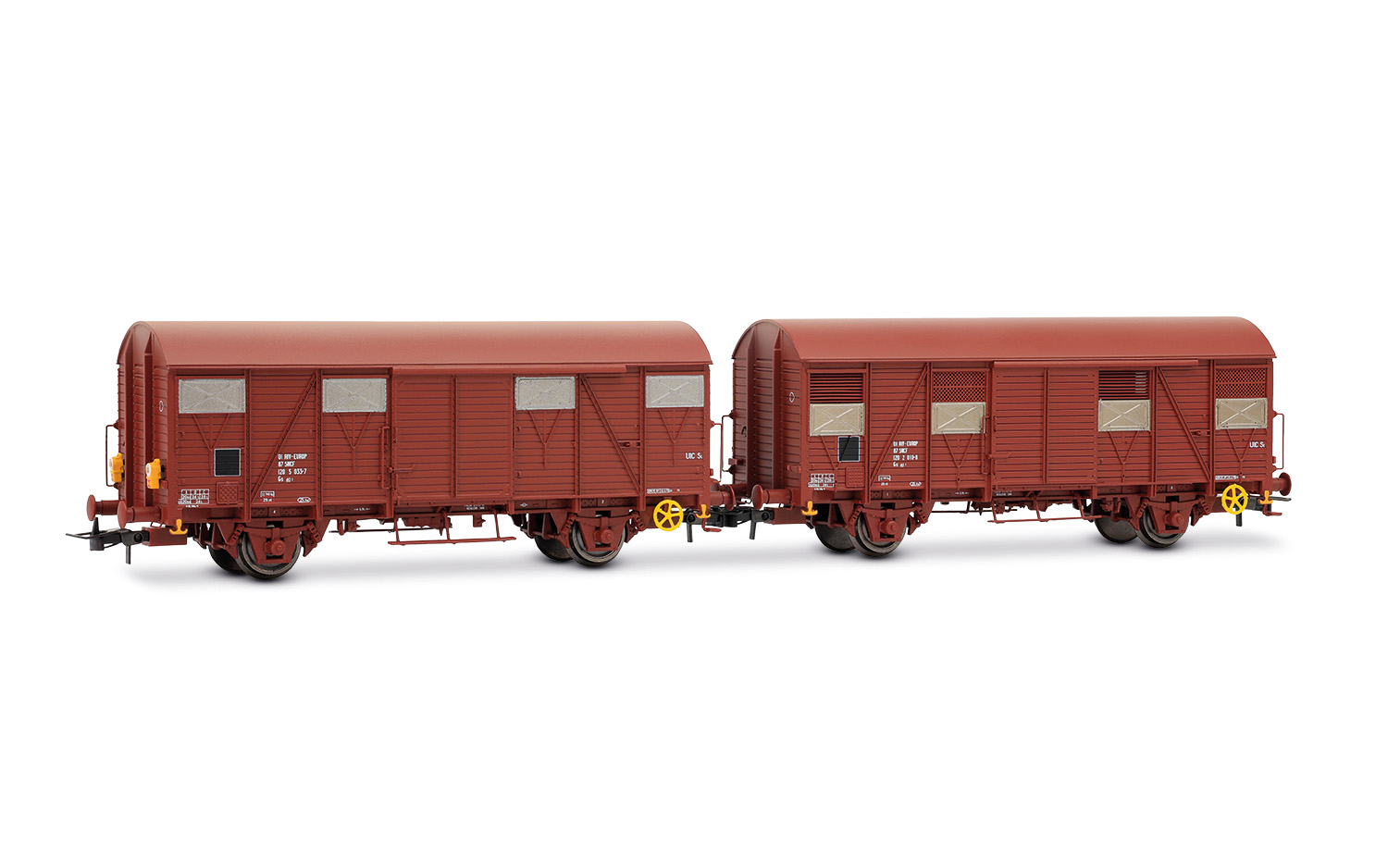 Jouef HJ6325 SNCF, 2-tlg. Set gedeckter Güterwagen der Bauart Gs, braune