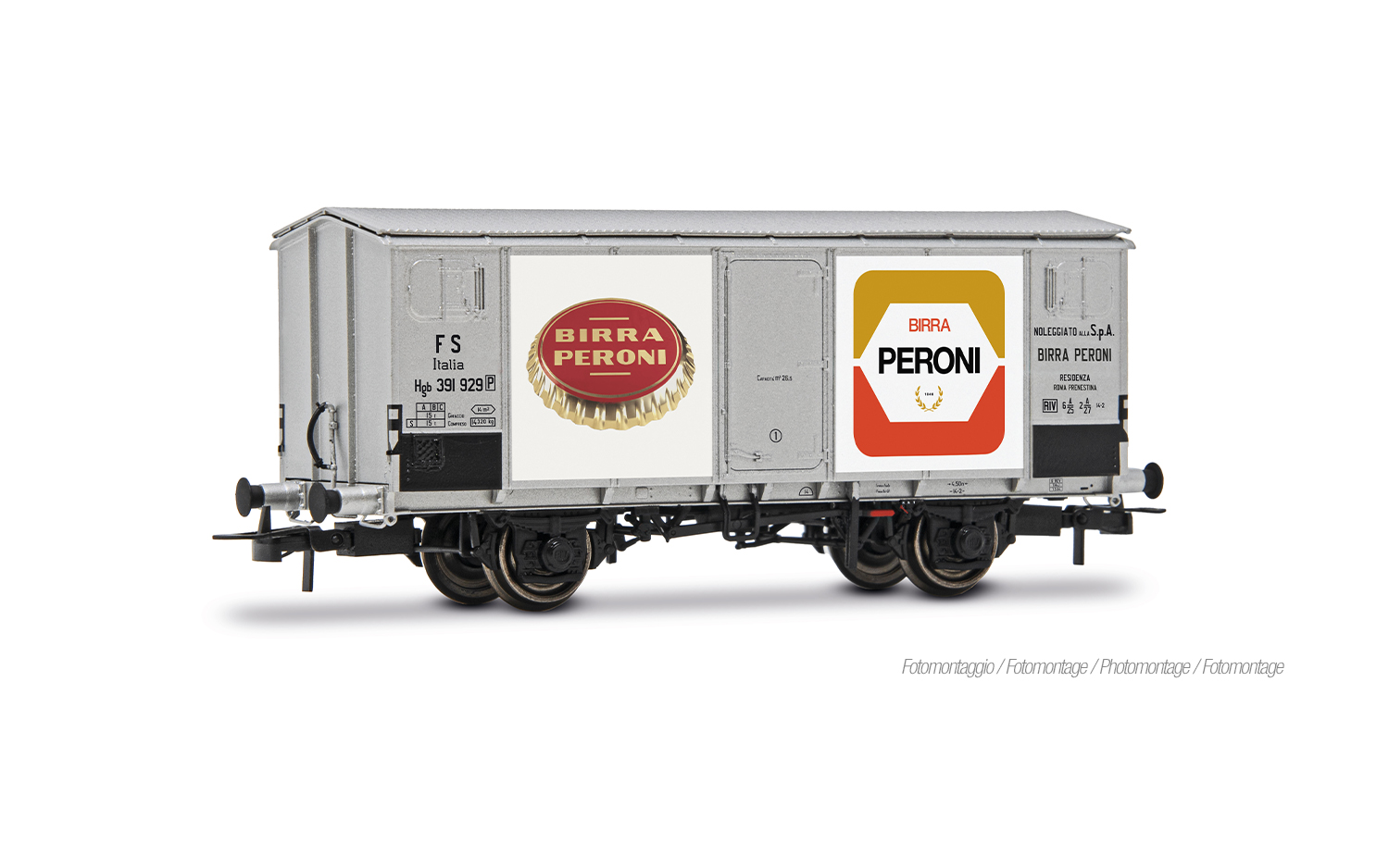 Rivarossi HR6710 FS, 2-achs. Kühlwagen Hgb, Metallaufbau, silberne Farbgebung