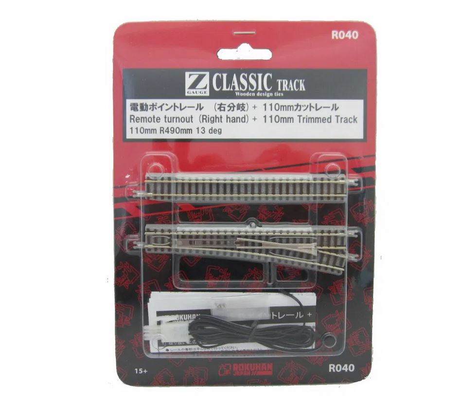 Rokuhan R040 E-Weiche rechts R490-13° 110 mm 1:220 Spur Z Neu