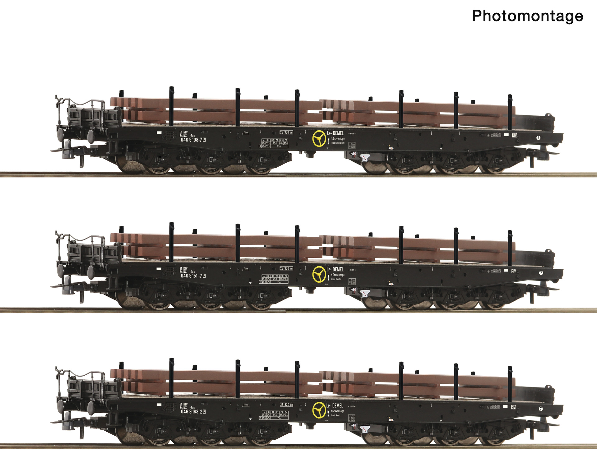 Roco 6600263 3-tlg. Set: Schwerlast-Flachwagen