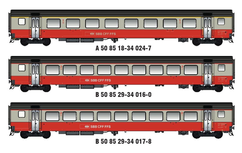 Models World MW2109-1DC 3er Set Personenwagen EW III SBB Ep.IV Spur H0