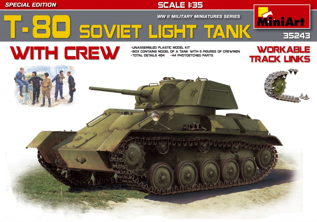 MiniArt 35243 T-80 SOWJET-LICHTTANK MIT CREW 1:35 Bausatz