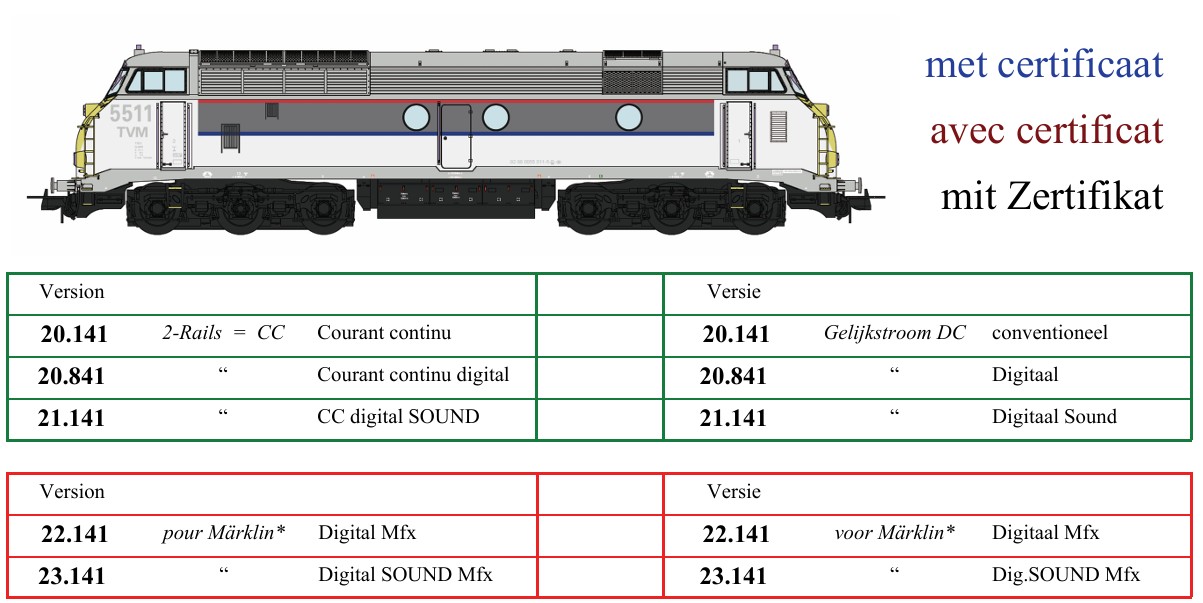 B-Models 23.141 Diesellok NMBS 5511 new AC. 3-Rail Digital Sound Spur H0