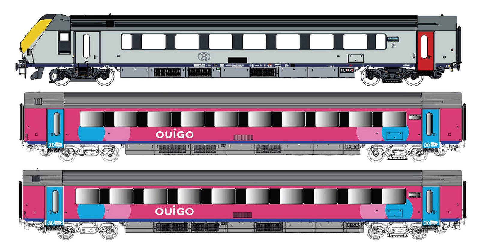 LS Models 43057DC 3er Set Personenwagen I11 m. Steuerwg 1:87 Spur H0