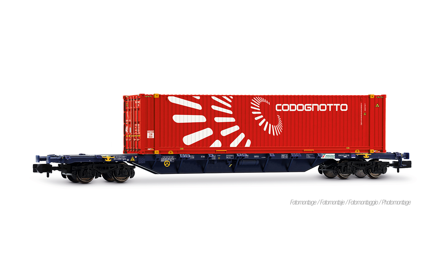 Arnold HN6742 Mercitalia Intermodal, 4-achs. Containerwagen Sgnss, blau, m