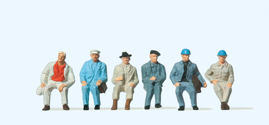 Preiser 14145 Sitzende Arbeiter 1:87 Spur H0 Neu OVP Figuren