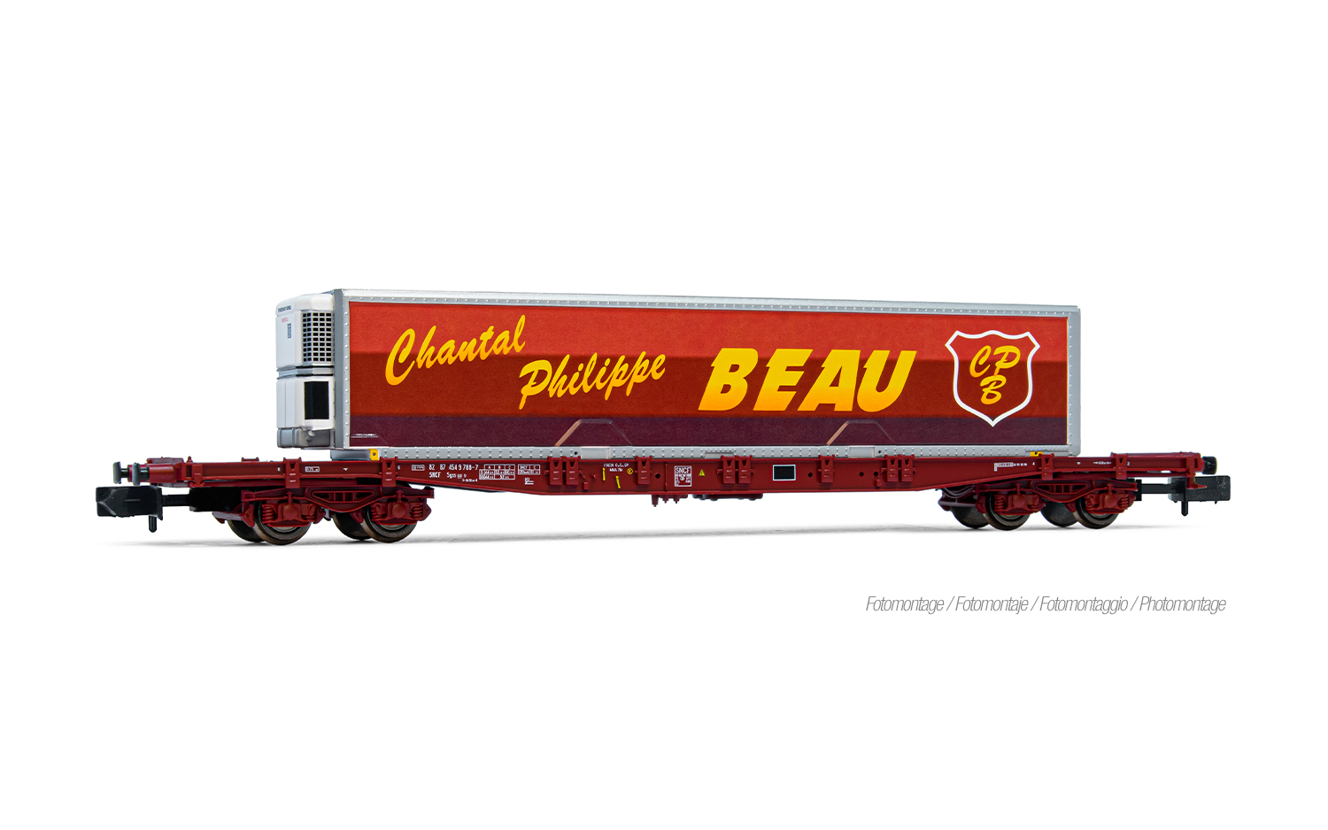 Arnold HN6727 TOUAX, Containerwagen S70, braun, beladen mit Kühl-Wechselbe