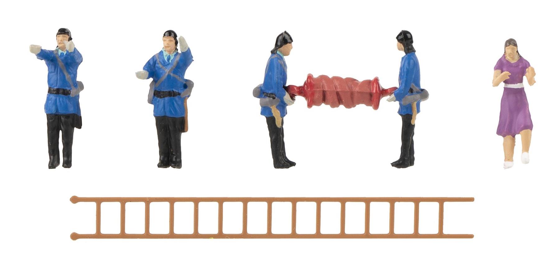 Faller 151639 Feuerwehrkräfte Ep.III, 5 Fig.+ Leiter, 1:87 Spur H0, NEU OV