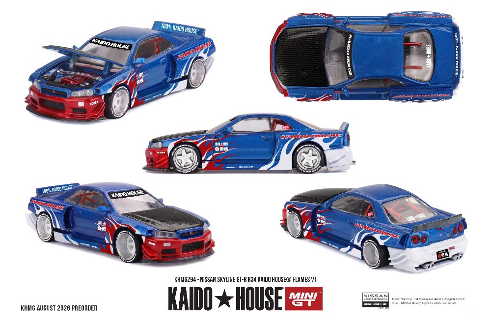 Kaido House 294 1:64 NISSAN SKYLINE GT-R (R34) KAIDO HOUSE FLAMES V1 1999