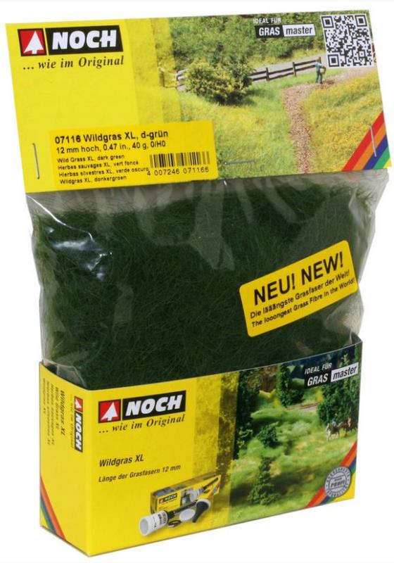 Noch 07116 Wildgras XL - dunkelgrün, 12 mm, 40 g - Neu - OVP