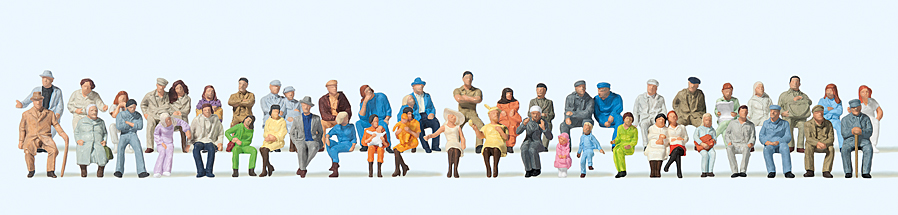 Preiser 14416 Sitzende Personen 48 Figuren 1:87 Spur H0 Neu OVP