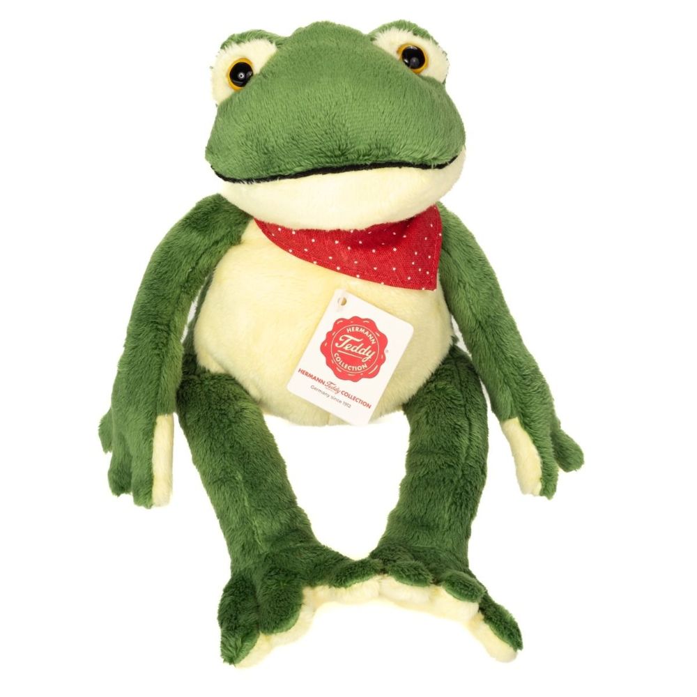 Teddy Hermann 920212 Schlenkerfrosch grün 28 cm Stoff/Plüsch/Kuscheltier