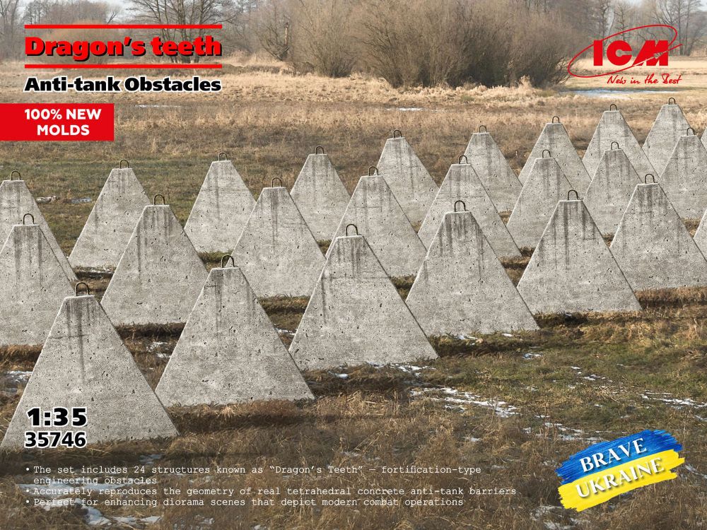 ICM 35746 Dragon's teeth Аnti-tank Obstacles 1:35 Bausatz Neu