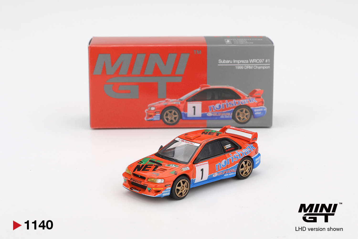 Mini GT 1140 Subaru Impreza WRC97 #1 1999 DRM Champion 1:64