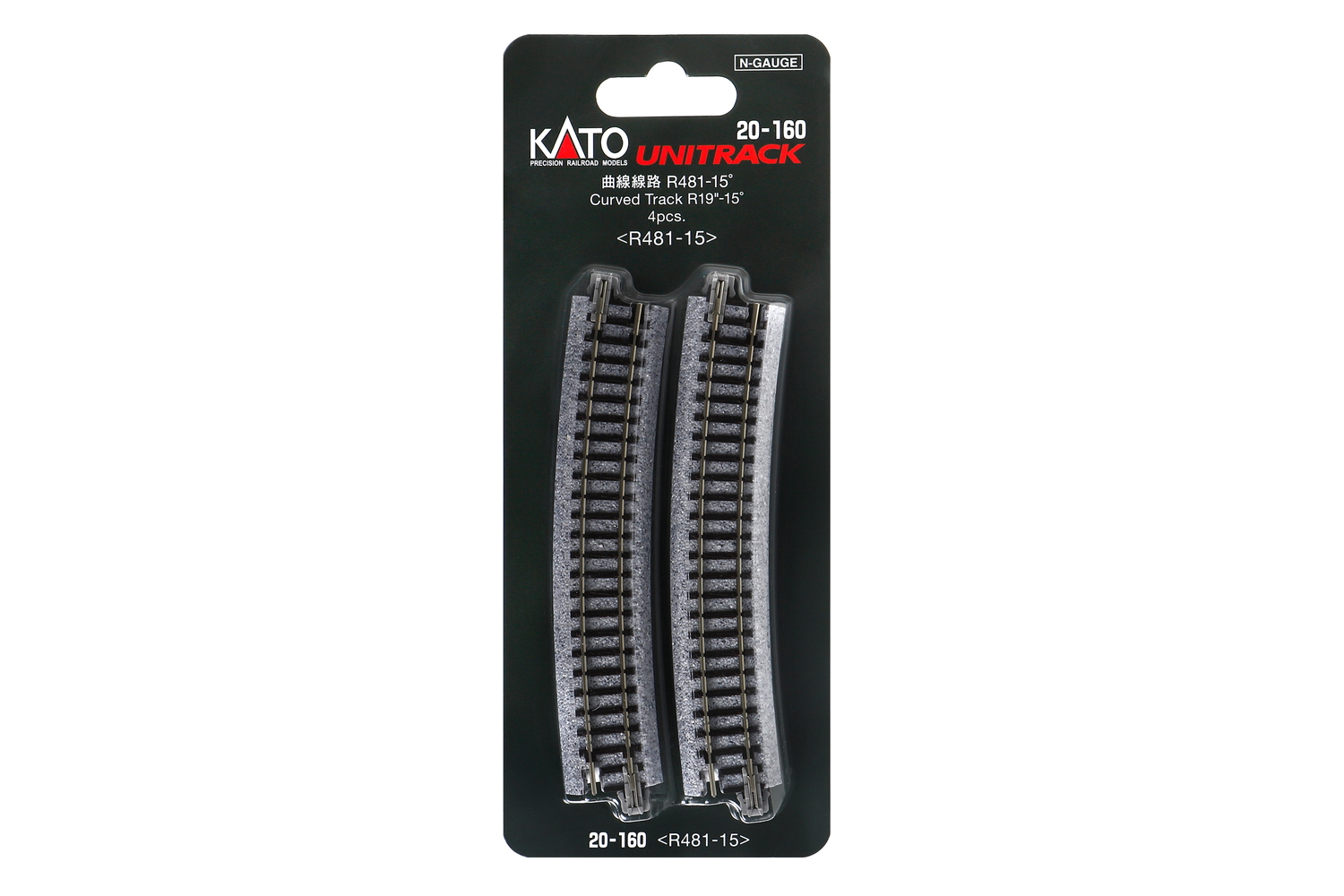 Kato 20-160 Gleis gebogen R 481-15° 4 Stück 1:160 Spur N Neu