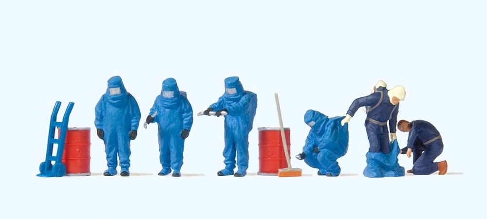Preiser 10729 Feuerwehrmänner Blauer Vollscutzanzug