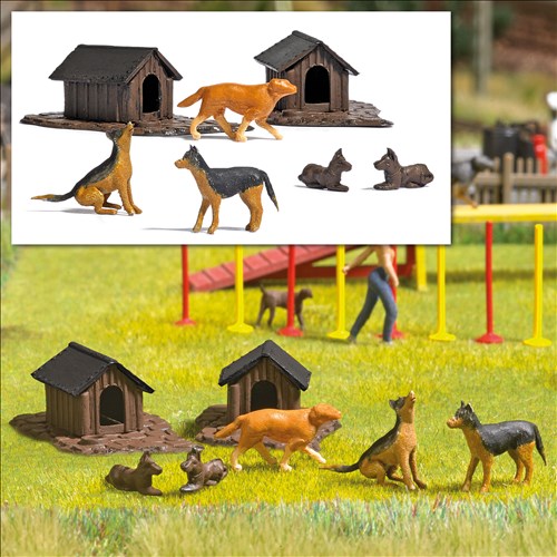 Busch 1197 Hunde-Set mit Hütten 1:87 Spur H0 Bausatz Neu OVP