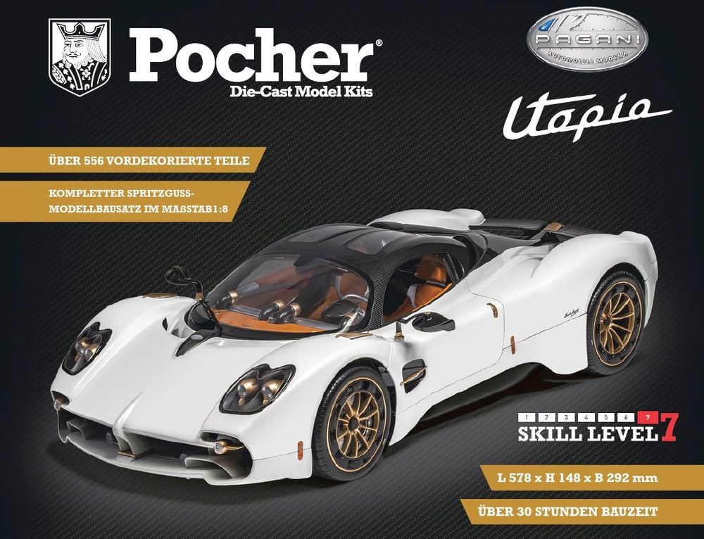 Pocher HK123 Pagani Utopia Coupé – Bianco Perla 1:8 Bausatz NEU
