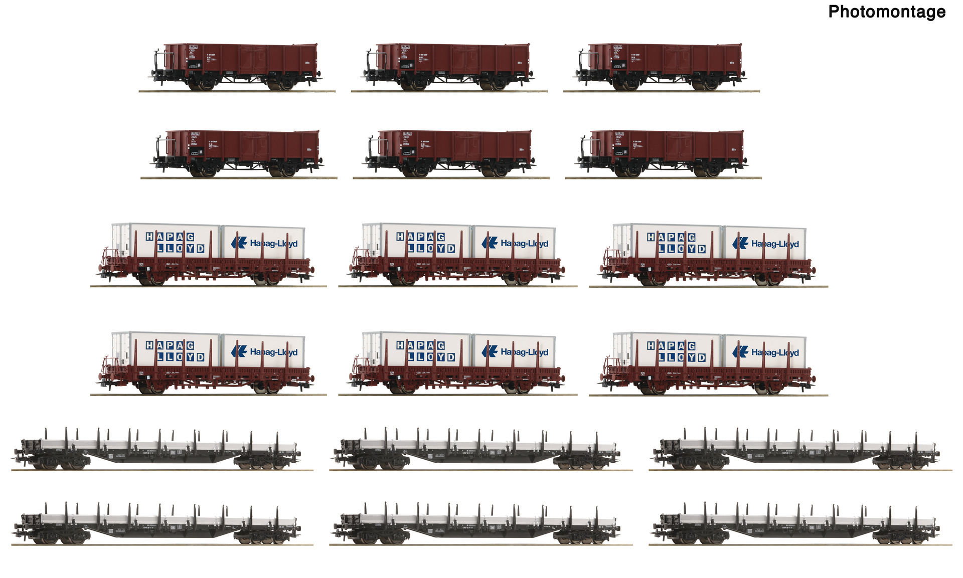 Roco 6600335 Display: Rangierbahnhof/Offene Güterwagen 18-tlg. Display