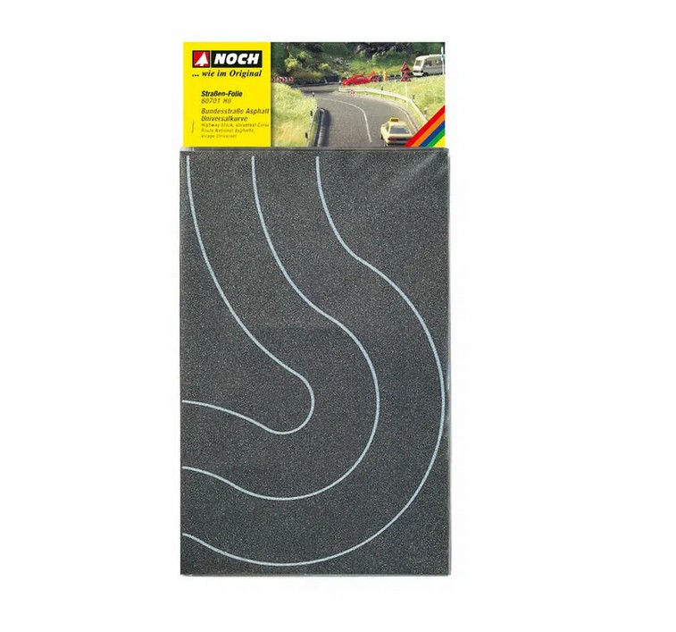 Noch 60701 Bundesstraße Universalkurve Asphalt 2 Stück Spur H0