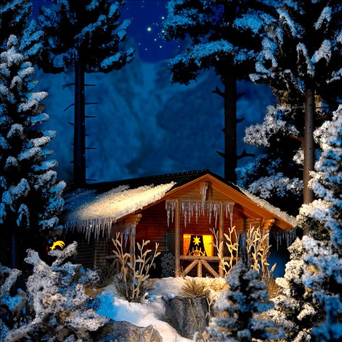 Busch 1085 Winterhütte 111 x 92 mm, 50 mm hoch 1:87 Spur H0