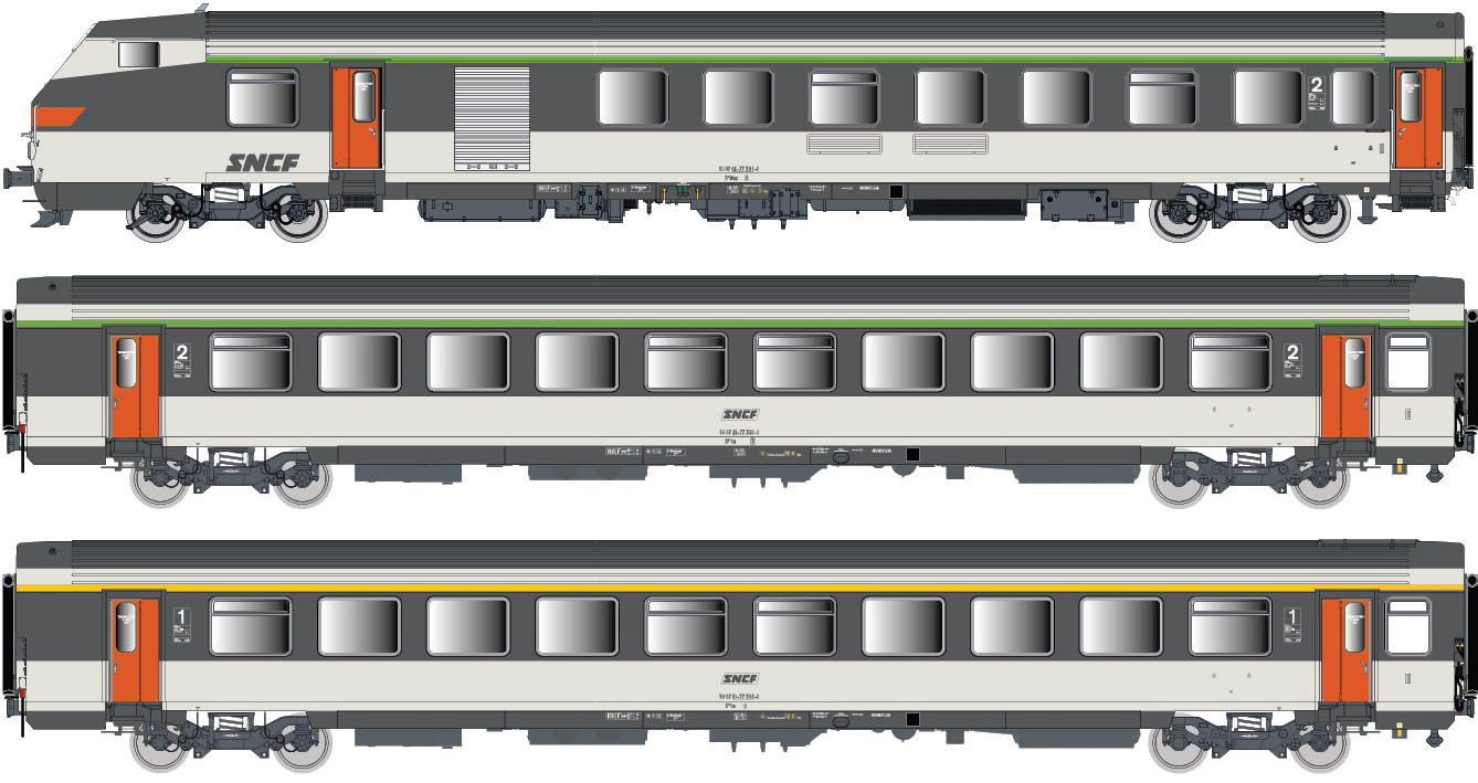 LS Models 41254DC 3er Set Personenwagen VU+VTU SNCF, Ep.IV Spur H0