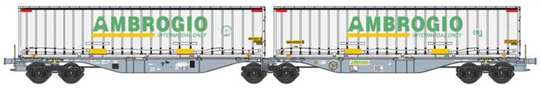 B-Models 59.311 Containertragwagen Sggmrs Ambrogio 1:87 Spur H0 DC