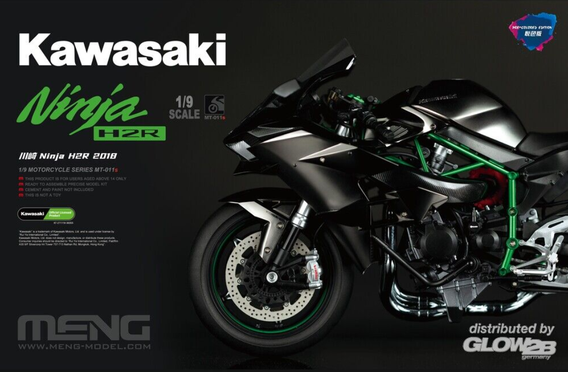 Meng Model MT-011s Kawasaki Ninja H2R 2018 (Pre-colored Edition) in 1:9