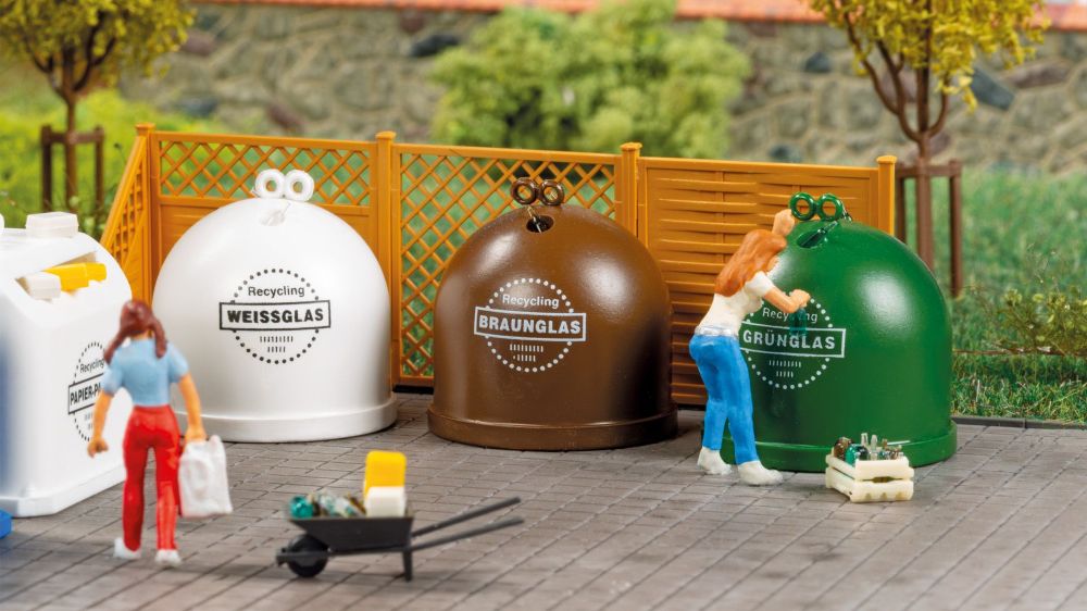 Auhagen 41695 Recycling-Container mit Zubehör 1:87/1:120 Spur H0/TT