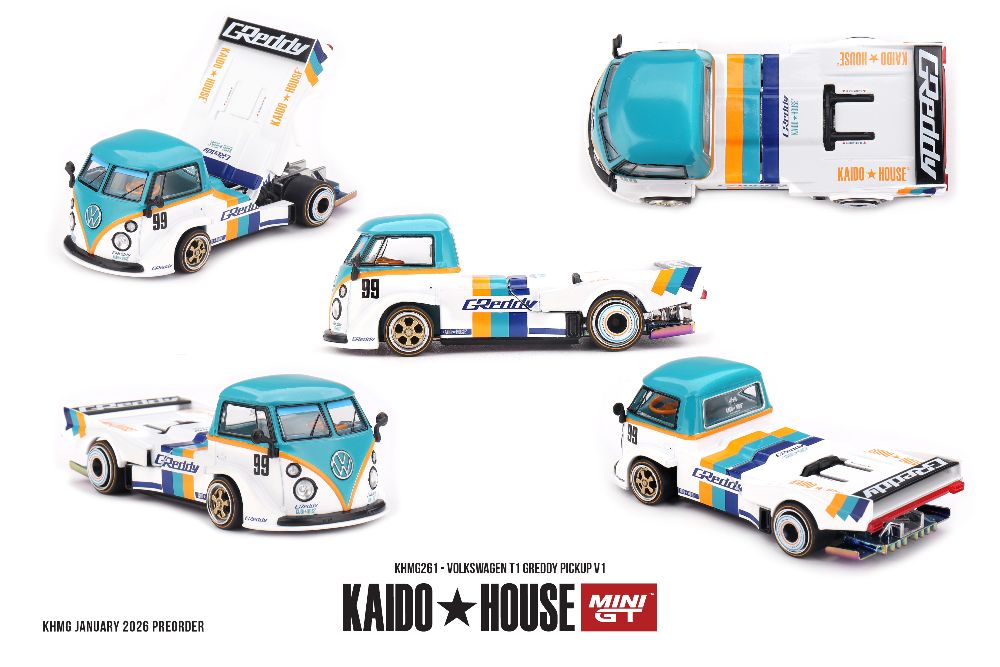 Kaido House KHMG261 1:64 VOLKSWAGEN T1 PICKUP GREDDY PICKUP V1 1972