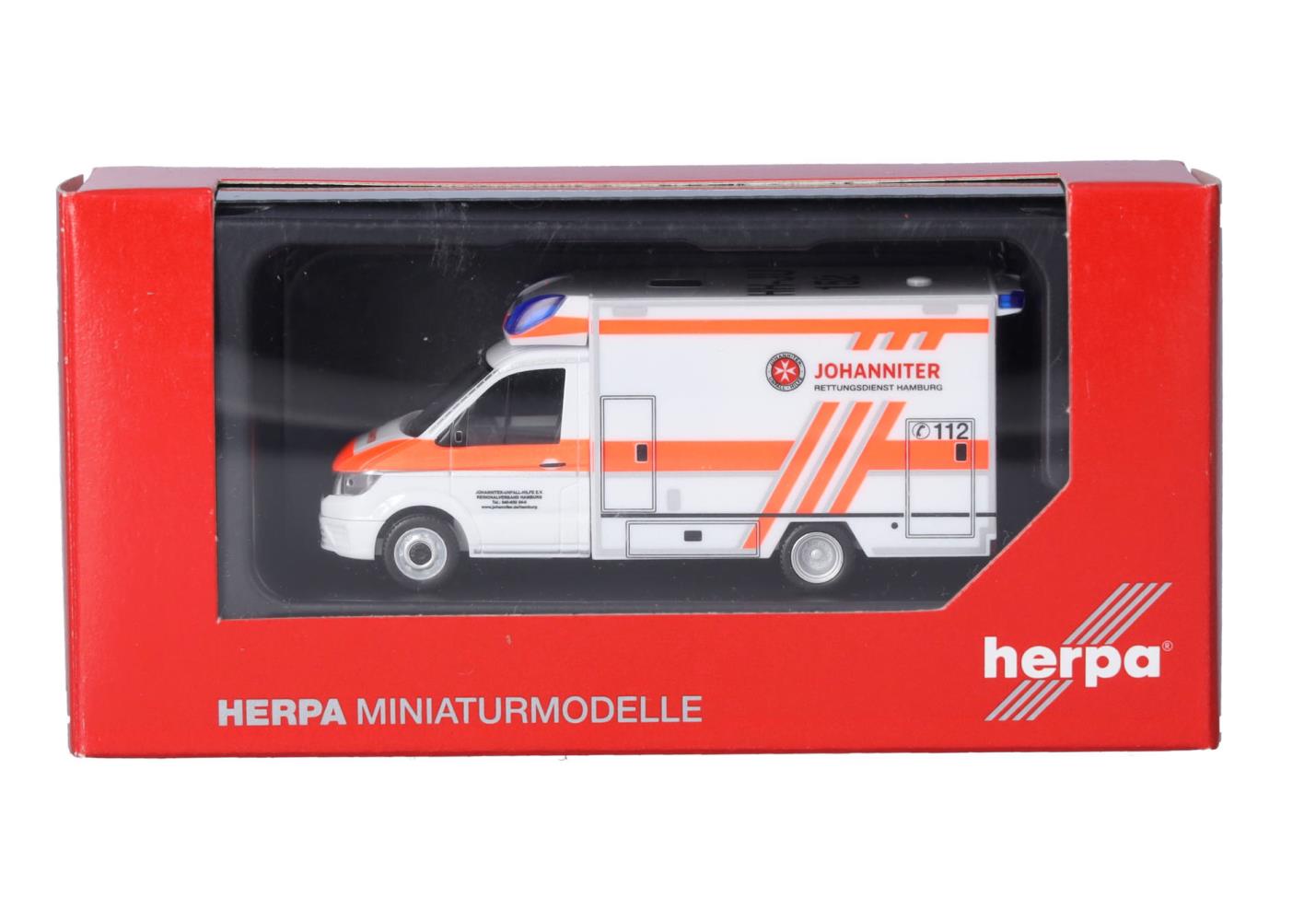 Herpa 098182 MAN TGE Fahrtec RTW Johanniter Hamburg 1:87 Neu