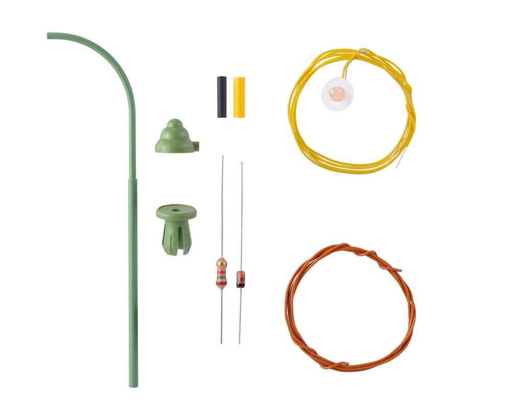 Viessmann 6729 H0 Bausatz Bogen-Gaslaterne grün, LED warmweiß