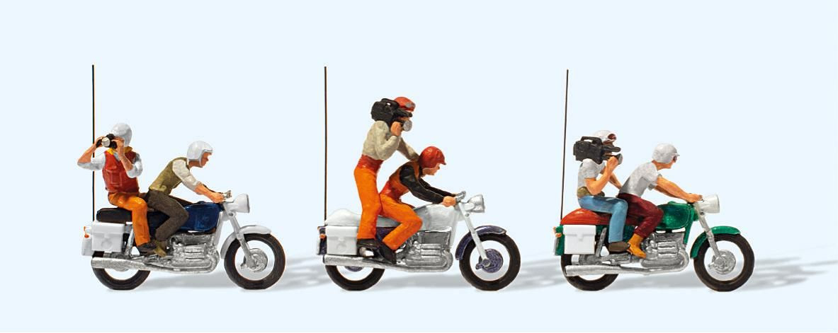 Preiser 25102 Kradfahrer TV und Presse 1:87 Spur H0 Neu OVP