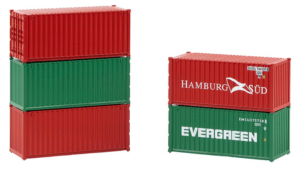 Faller 182051 20' Container, 5er-Set, H0 1:87, Ep.IV, NEU OVP
