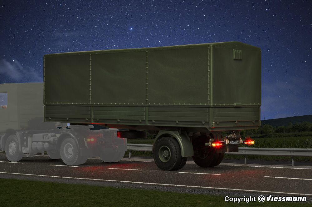 Viessmann 8221 1-achs Planensattelaufl. Militär Funktionsmodell Spur H0