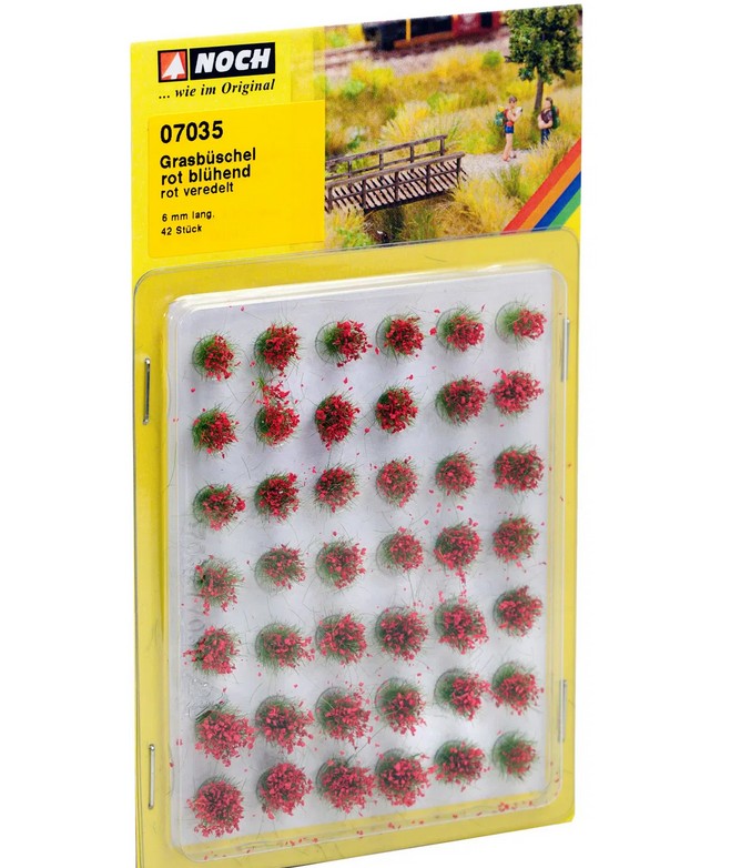 Noch 07035 Grasbüschel Mini-Set “blühend” rot veredelt 42 Stk 6 mm