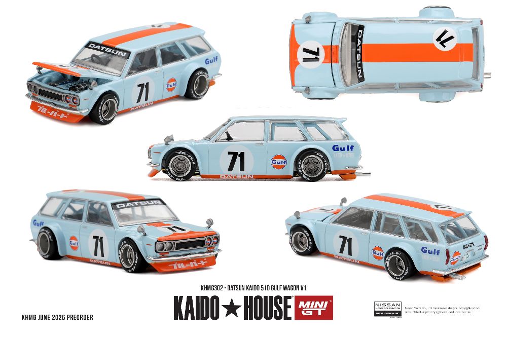 Kaido House KHMG302 1:64 DATSUN 510 GULF WAGON V1 1969