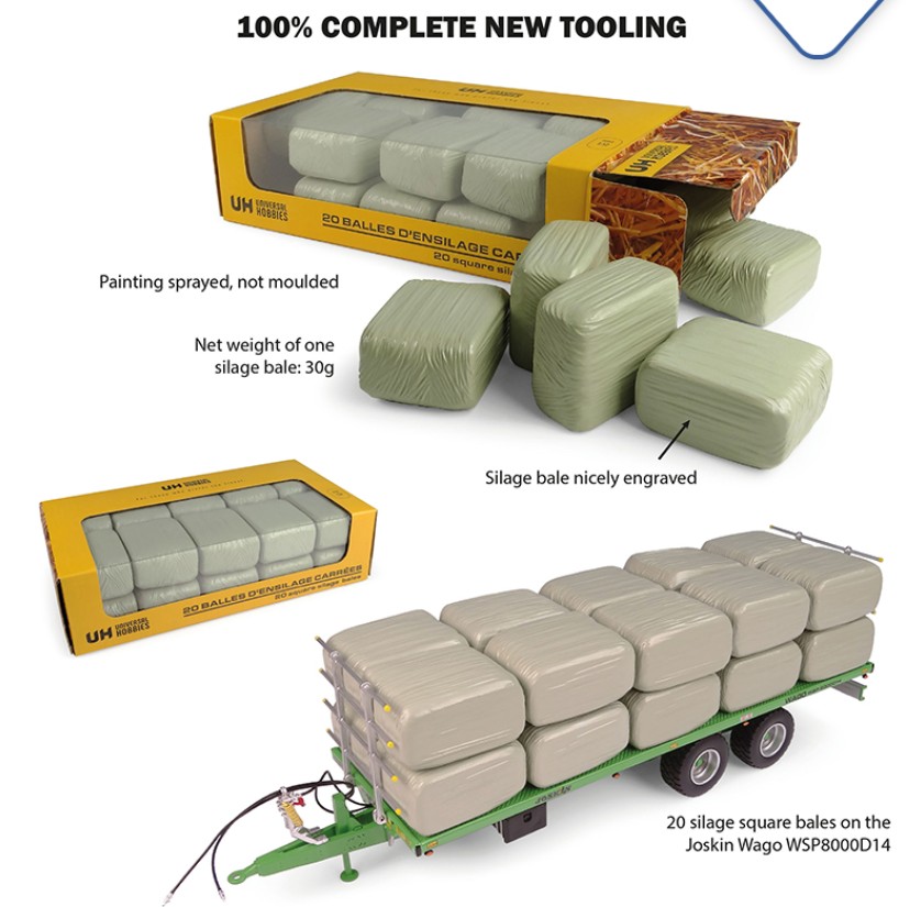 Universal Hobbies UH6881 Pack of 20 square silage bales - green 1:32 Spur 1 NEU