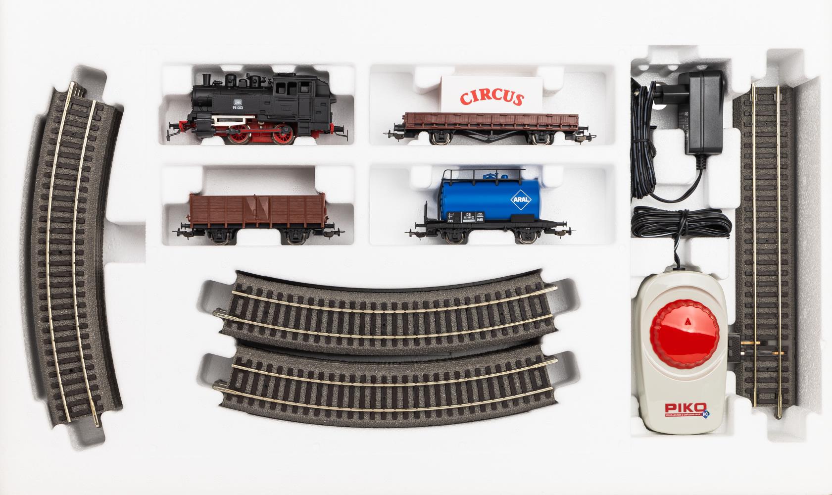 Piko 57113 Start-Set mit Bettung Güterzug 1:87 Spur H0 DC NEU