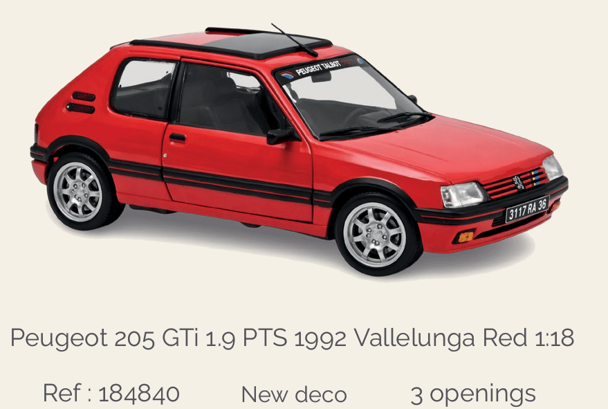 Norev 184840 Peugeot 205 GTi 1.9 PTS 1992 Vallelunga Red 1:18