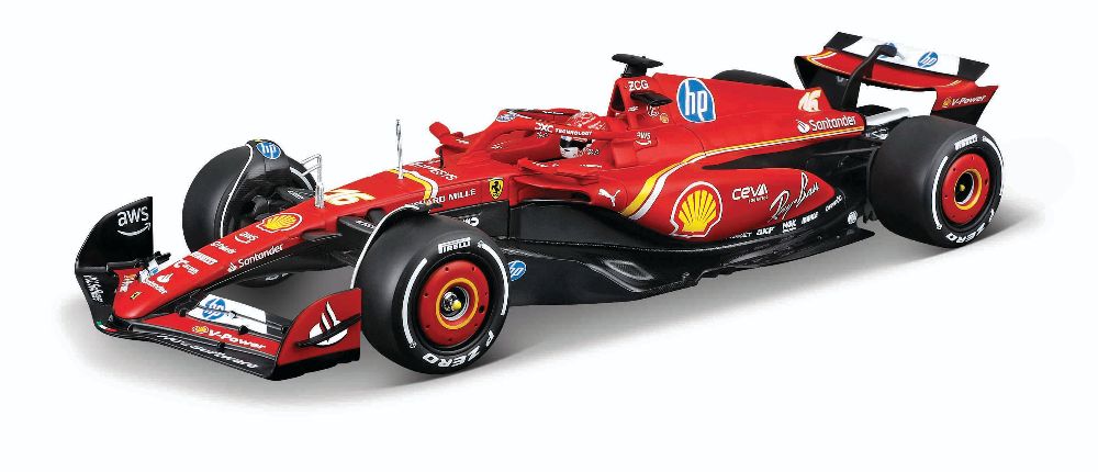 Bburago 18-26821 F1 Ferrari SF24 2024 #16 Leclerc mit Helm Hardcase 1:24