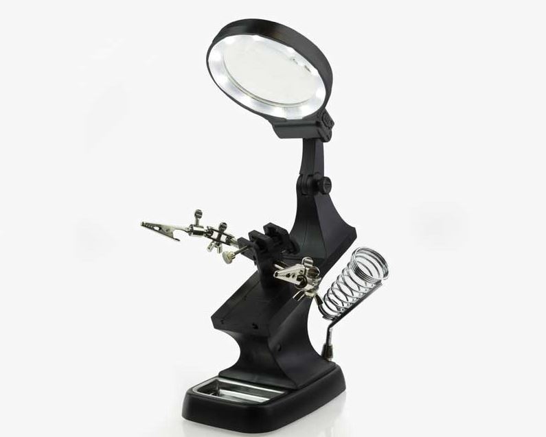 Modelcraft 492398 Helfende Hand mit LED Lupenlampe Neu OVP