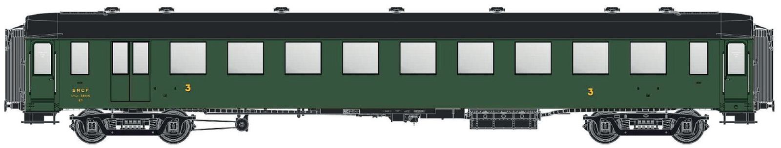 Models World MW40950 Personenwagen OCEM C10yfi 3.Kl. SNCF Ep.IIIa Spur H0