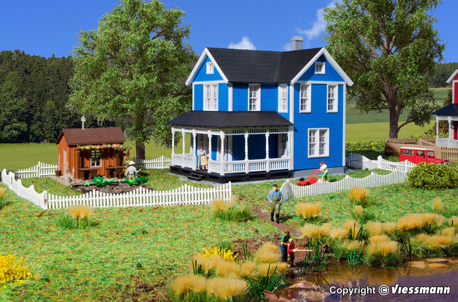 Kibri 38841 Schwedenhaus blau 1:87 Spur H0 Bausatz Neu OVP