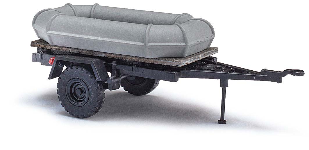 Busch 53607 Anhänger HL.10.00 mit Schlauchboot - 1:87 - Neu - OVP