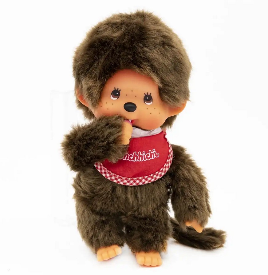 Monchhichi 255010 Plüschfigur Junge mit Latz rot/braun 20 cm Stoff NEU