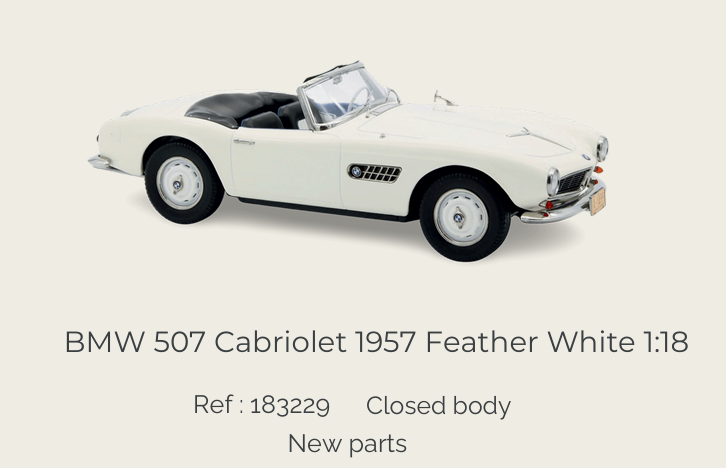 Norev 183229 BMW 507 Cabriolet 1957 Feather White 1:18