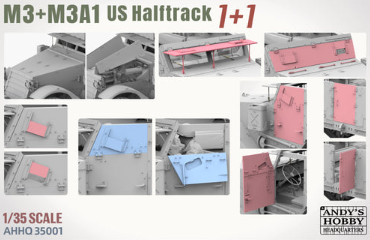 Andy's Hobby Headquarters 35001 M3 & M3A1 U.S. WWII HALFTRACKS 1:35 Bausatz NEU