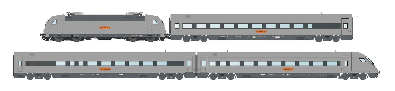 Models World MW2404DC Personenzug, 4-tlg. mit BR 101 Metropolitan, Ep.V, Set 1